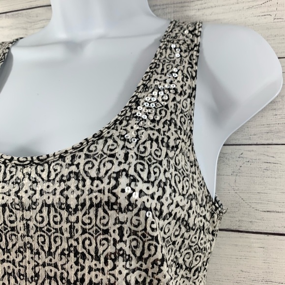 EUC J. Crew “Sunlit” Sequin Tank White/ Black - Picture 2 of 8